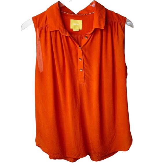 Maeve Anthropologie Orange Sleeveless Tunic Peasant Blouse Top Small - Picture 1 of 8